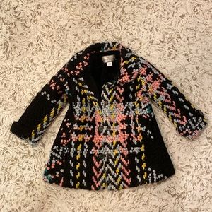 Wool knit plaid little girls coat